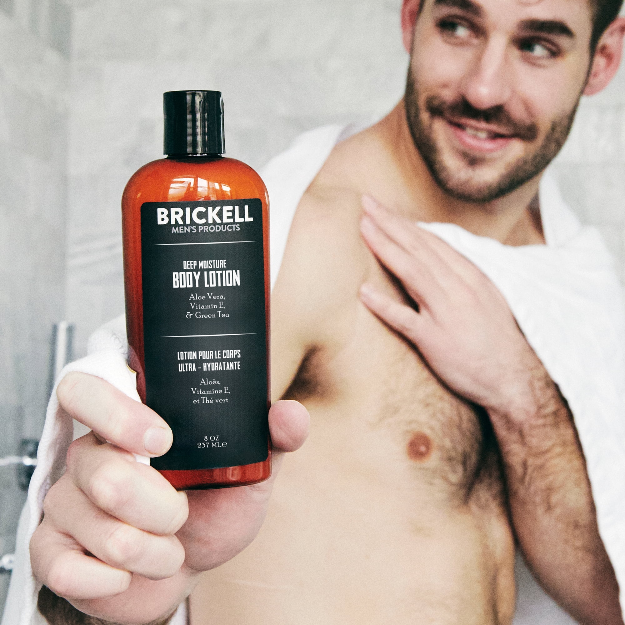 Brickell Men's Deep Moisture Body Lotion, Natural and Organic Protects and Hydrates Dry Skin, 8 Ounce, Scented