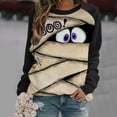 thumbnail image 2 of HCYSFG Womens Halloween Sweatshirts Mummy Casual Crewneck Long Sleeve Ribbed Drop Shoulder Relaxed Fit Pullovers Holiday Tops, 2 of 6
