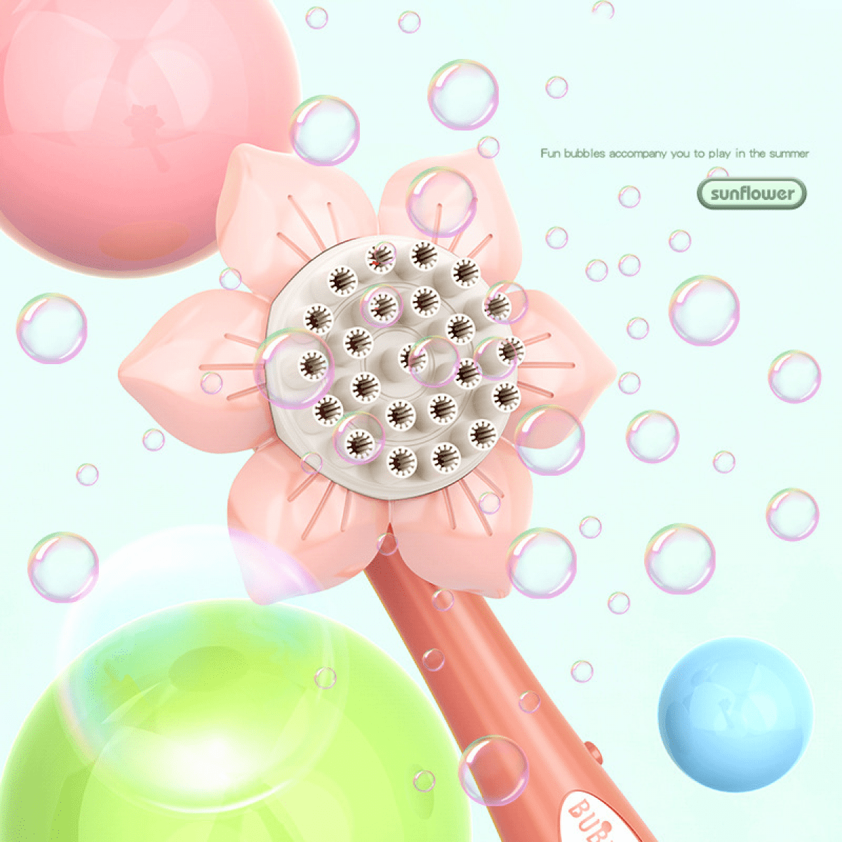 Sunflower Bubbles Machine for Kids, 23 Hole Automatic Bubble Blowering Maker for Toddlers Ages 3+ Christmas Birthday Gifts(Green)