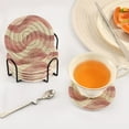 thumbnail image 3 of Yayeee 6 PCS Drink Coasters with Holder Set Woven Absorbent Round Tabletop Hot Pad, Soft Pink Pattern, 3 of 7