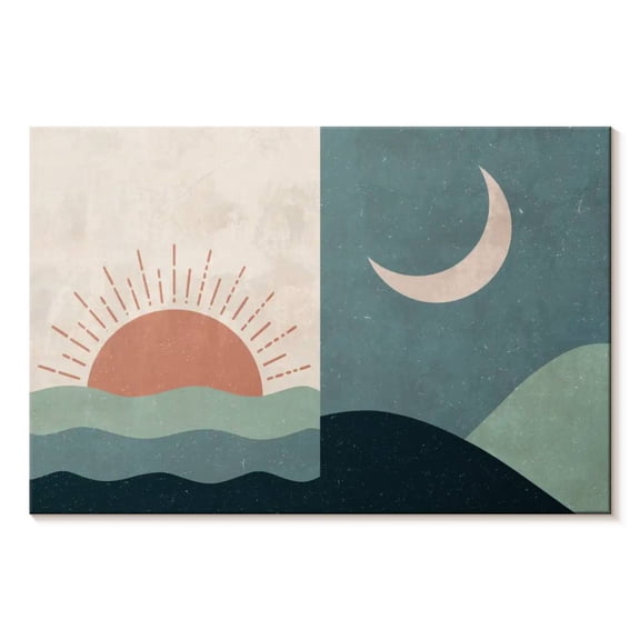 Elephant Stock Boho Sunrise And Sunset Ii Wall Art - Horizontal Canvas Wall Art - Living Room Wall Decor - Nature Canvas - Beige And Orange Decor - 12" x 8"