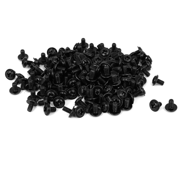Unique Bargains Computer PC Case Phillips Washer Motherboard Screw Black PWM3 x 5mm 200pcs