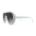 thumbnail image 3 of Maximalist Heavy Rhinestone Iced Plastic Racer Shield Sunglasses White Smoke, 3 of 4