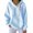 Sky Blue, variant on Women's Solid Color Textured Hoodie, Breast Cancer Awareness Pullover with Drawstring Hood and Pockets, Soft Casual Sweatshirt for Support Events, Daily Wear and Fundraiser Activities Sky Blue S