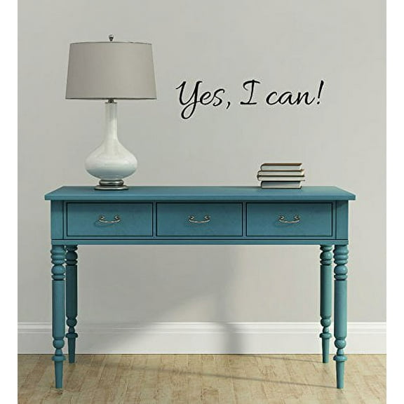 Yes I Can! Motivational Affirmation Vinyl Wall Decals Quote, 23x 6-Inch, Black