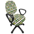 thumbnail image 1 of Cactus Office Chair Slipcover, Repetitive Saguaro Cartoon Pattern Striped Pattern, Protective Stretch Decorative Fabric Cover, Standard Size, Olive Green Apricot, by Ambesonne, 1 of 5