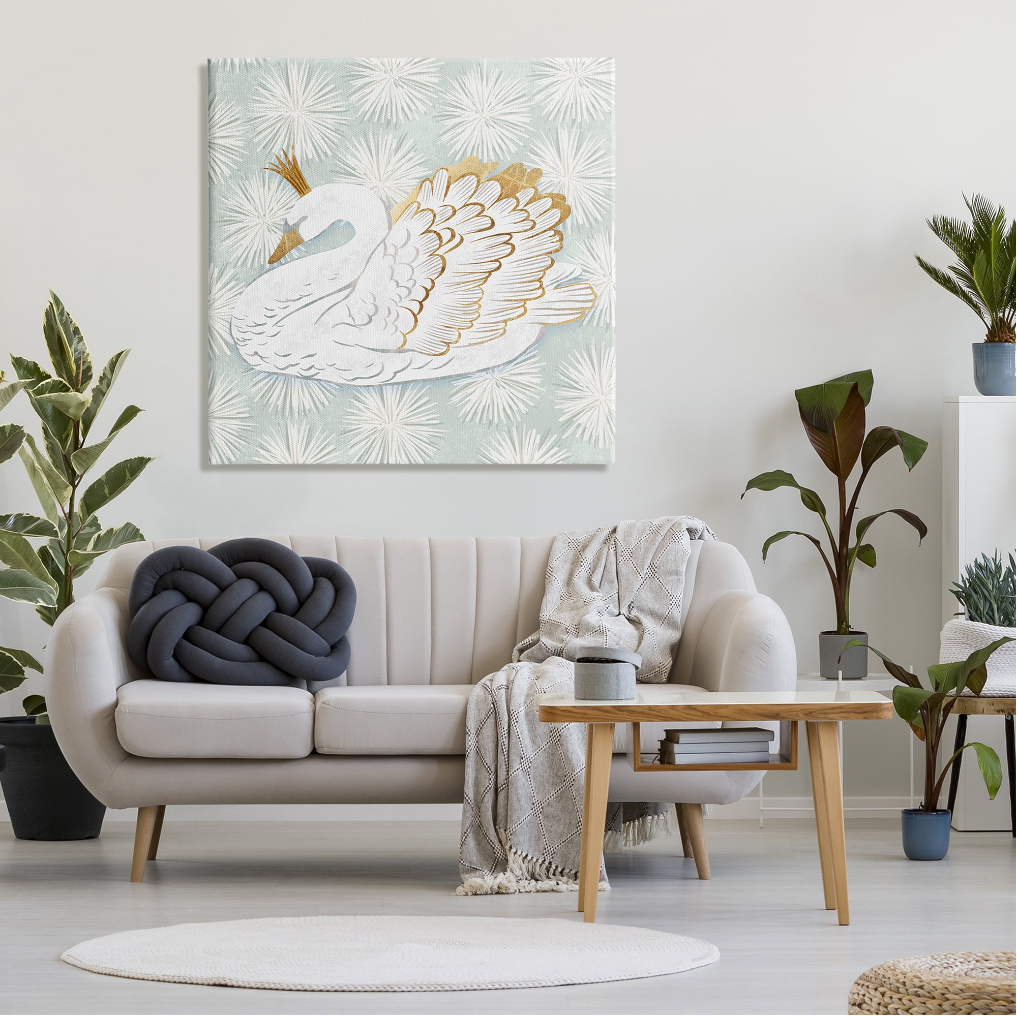 Stupell Glam Crown Swan Patterned Animals & Insects Painting Gallery Wrapped Canvas Print Wall Art