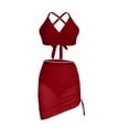 thumbnail image 4 of Stamzod Bathing Suit for Women Two Piece Bikini Swimsuits with Skirt 2026 High Waisted Mesh Swimwear Red M, 4 of 7