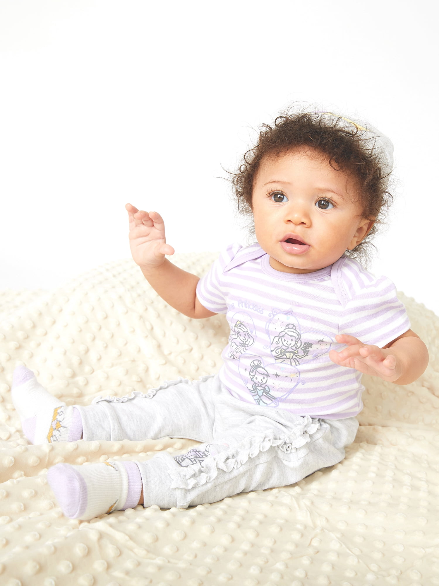 Disney Baby Wishes + Dreams Baby Girl Princess Bodysuits and Pants Outfit Set, 9-Piece, Newborn-12 Months