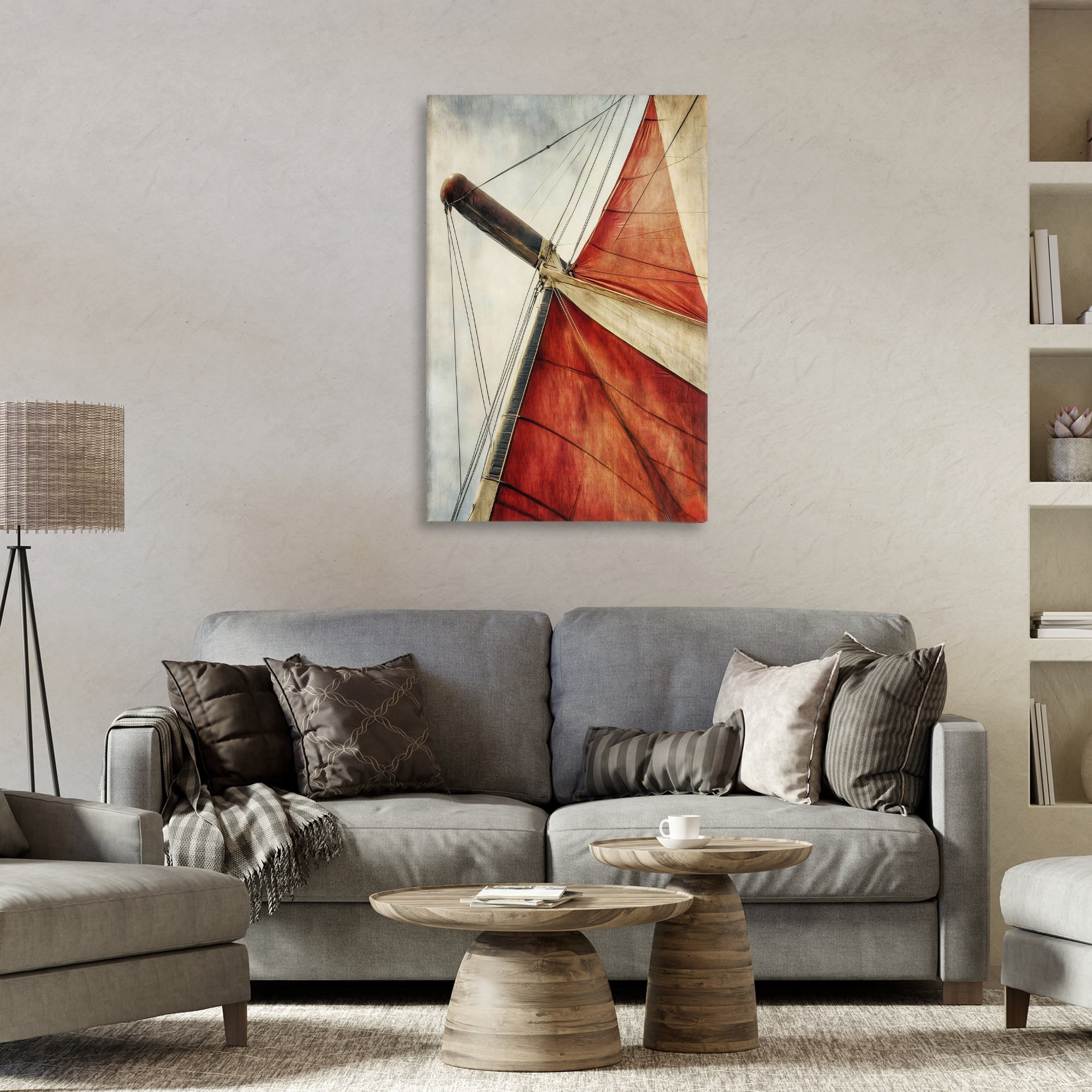 Stupell Industries Red Sail at Sea Canvas Wall Art, design by Creative Studio
