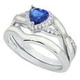 thumbnail image 4 of LaRaso & Co His and Hers Wedding Ring Set Sterling Silver Blue Sapphire Rings Women Men 8/8, 4 of 9