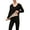 Black, variant on 2Pcs/Set O-Neck Long Sleeve Elastic Waist Ankle Length Thickened Thermal Underwear Set Autumn Winter Solid Color Fleece Lining Bottoming Top Pants