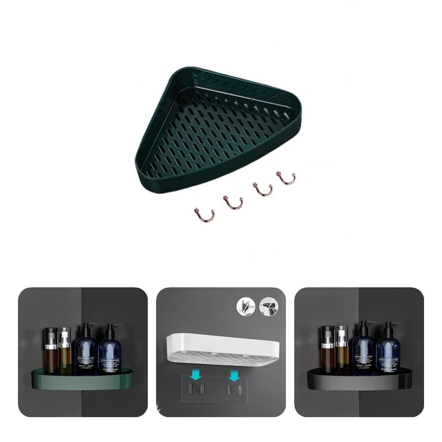 Support de Rangement pour Shampooing Sans Perçage Mural Anti-Rouille Résistant à l'Oxydation Facile à Installer Drainage Efficace Styles Rectangulaire/triangle Rangement Sans Trou pour Salle de Bain Hôtel