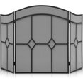thumbnail image 1 of 3 Panel Fireplace Screen 48" W x 29" H Modern Foldable with Wrought Metal Decorative Mesh, 1 of 5