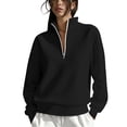 thumbnail image 2 of CFLVAEK Half Zip Sweatshirt for Women Solid Color Lapel Workout Sweatshirts Casual Long Sleeve Fall Pullovers Black L, 2 of 7