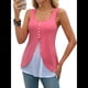thumbnail image 1 of Camisetas de Tirantes de Verano para Mujer, Moda Informal, Sin Mangas, con Dobladillo Dividido y Botones, Chaleco de para Trabajo. Negro M, 1 of 7