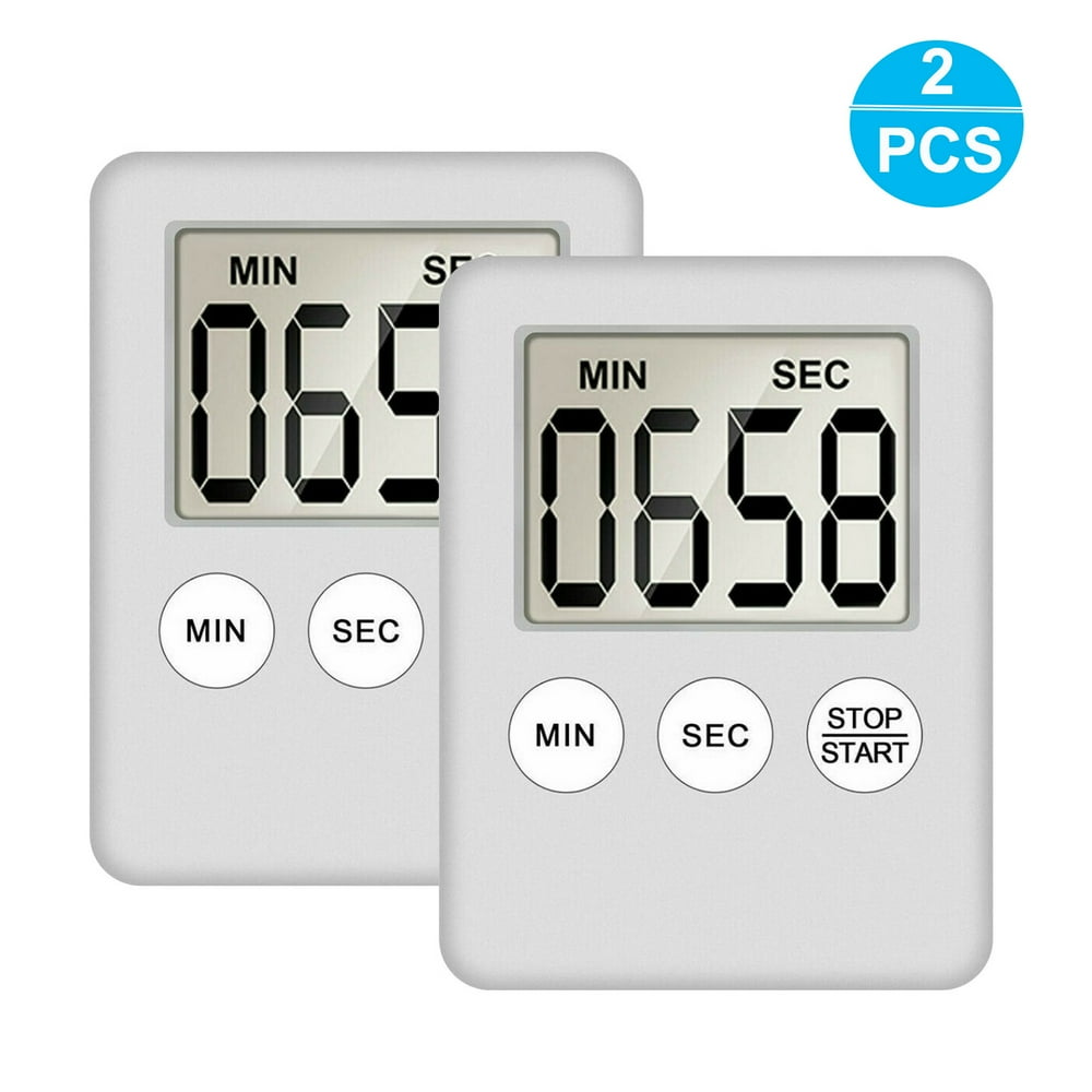 2Pack Digital Kitchen Timer, Back Big LCD Display Loud Alarm