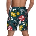 thumbnail image 3 of Kdxio Cartoon Leaf Mushroom Red Print Men'S Swim Trunks With Compression Liner 7 Inch Inseam Quick Dry Swim Shorts, 3 of 7
