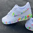 thumbnail image 3 of Air Force 1 Custom Mens Shoes, Neon Color Splatter Explosion! Kinetic Energy!, 3 of 6