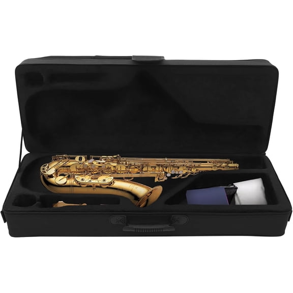 Tenor Saxophone Case with Shoulder Strap Large Capacity Nylon Canvas Sax Bag for Carrying & Storage Shockproof Foam Lining for Practice, Travel, Performance