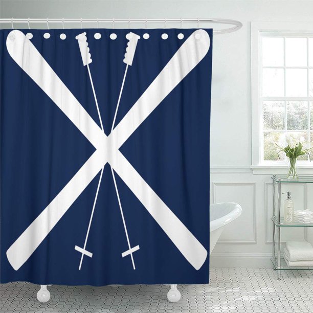 Cynlon Skiing Skis Blue Live Snow Winter Mountains Adventure Bathroom Decor Bath Shower Curtain 66x72 Inch Walmart Com Walmart Com