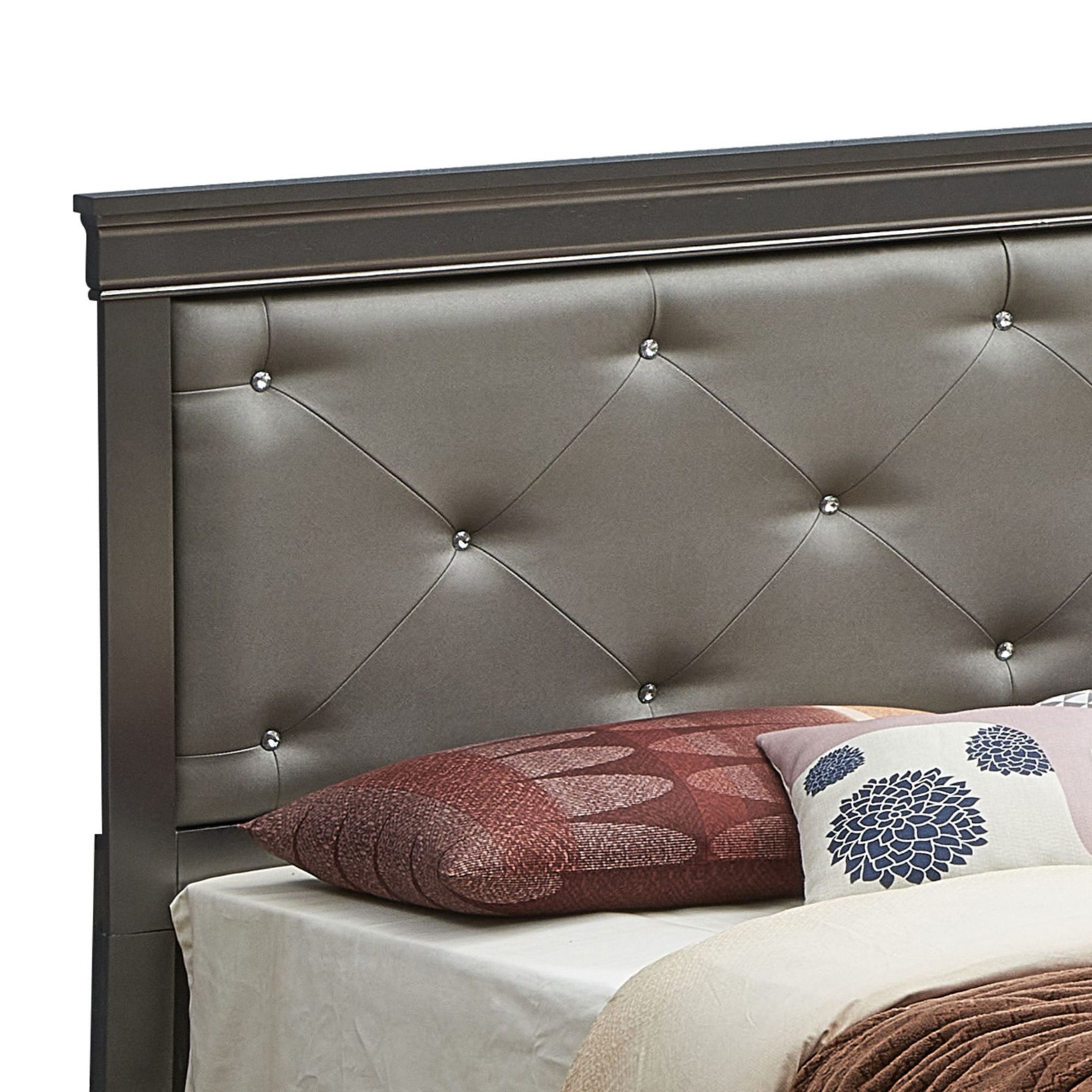 Noble House Metallic Black Queen Bed with LED Headboard