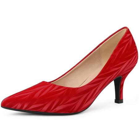 

Unique Bargains Women s Prints Pointed Toe Slip on Kitten Heel Pumps