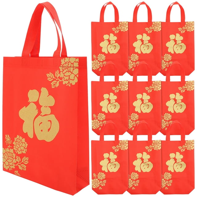 Miangastore 10Pcs Rectangular Gift Bags for Chinese Friends and General Consumers