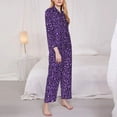 thumbnail image 2 of Bingfone Womens Pajama Sets Purple Leopard Print,Long Sleeve Loungewear Pajamas Set-X-Large, 2 of 8