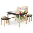 thumbnail image 2 of YYAo Table & Chair Set, Children Play Room Set,Kids Art Table and Chairs Set with Paper Roll and Storage Bins-Coffee, 2 of 8