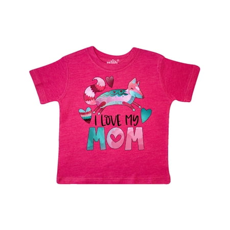 

Inktastic I Love My Mom Pink and Blue Fox with Hearts Gift Toddler Boy or Toddler Girl T-Shirt