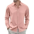 thumbnail image 2 of GrmtClth Button Down Shirt Men Long Sleeve Regular Fit Dress Shirt Business Soft Solid Color Casual Shirts Pink XXXL, 2 of 7