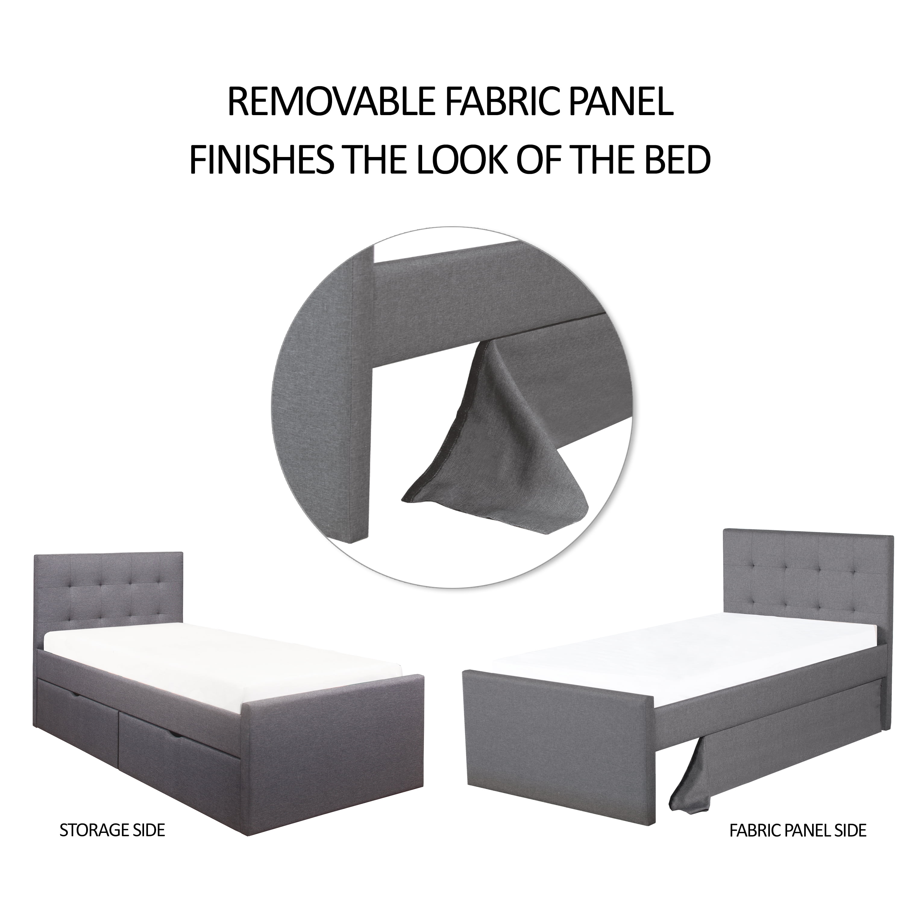 Buy Emory Upholstered Twin Platform Bed with 2 Storage Drawers, Gray