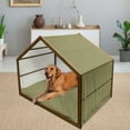 thumbnail image 2 of Vintage Pet House, Geometrical Simple Exotic Vertical Borders with Stripes and Zigzag, Outdoor & Indoor Portable Dog Kennel with Pillow and Cover, 5 Sizes, Pistachio Green and Brown, by Ambesonne, 2 of 4