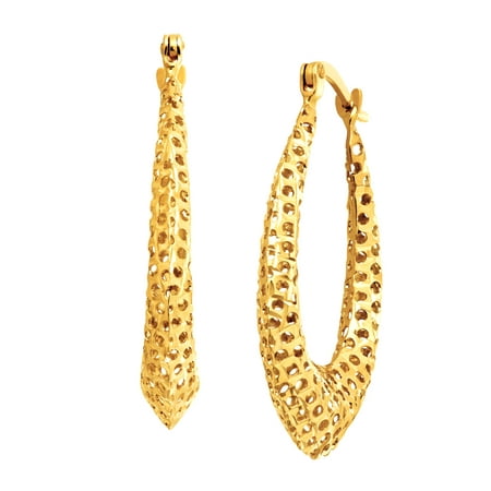 Simply Gold Puffed Teardrop Hoop Earrings in 14kt Gold