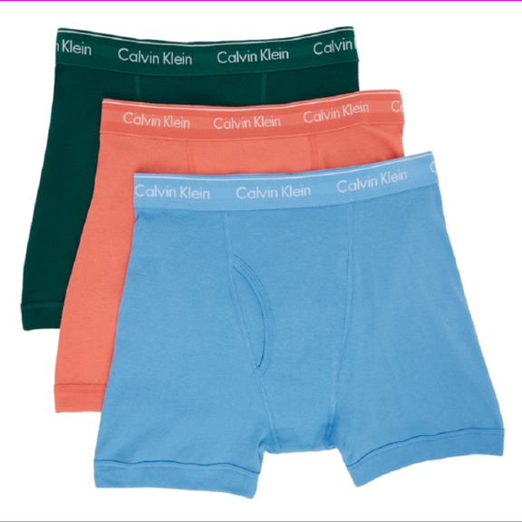 Calvin Klein Men's nb4002926 Cotton Classic Trunk, 3-Pack Blue Green Coral, XL