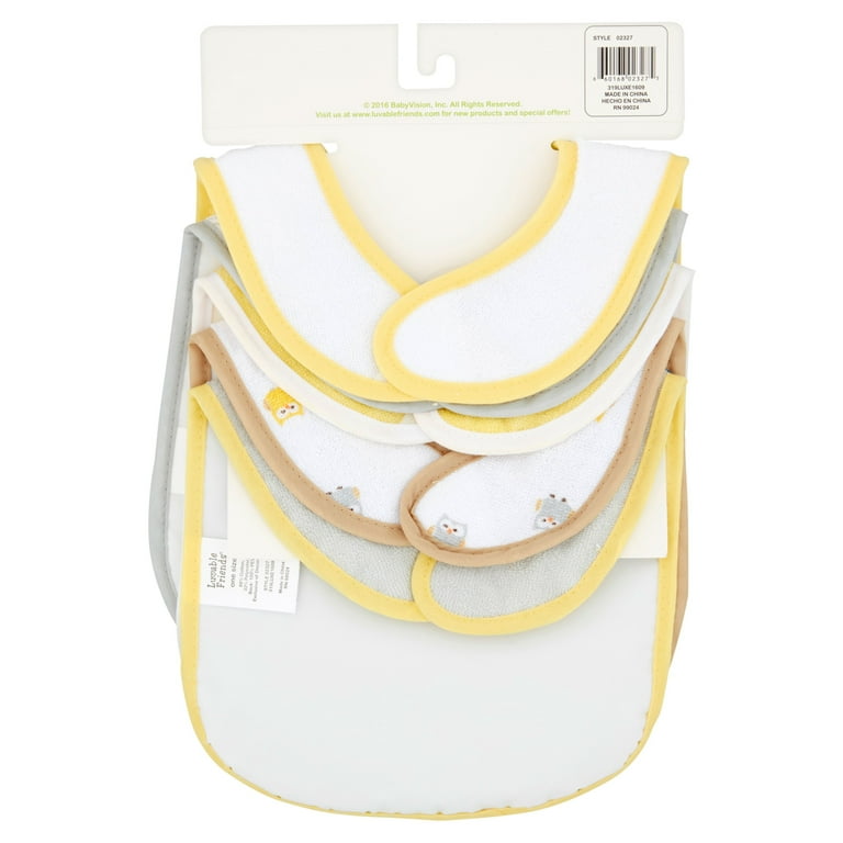 Luvable Friends Baby Cotton Terry Drooler Bibs with PEVA