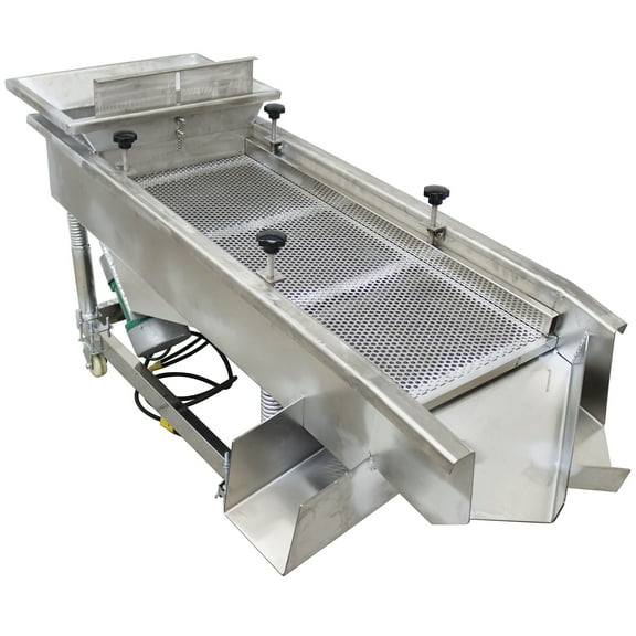 Linear Vibrating Screen Straight Vibrating Sieve Screen Shaker Electric Linear Sifter Machine with 8mm and 4mm Screen Double Layer Double Motor 220V