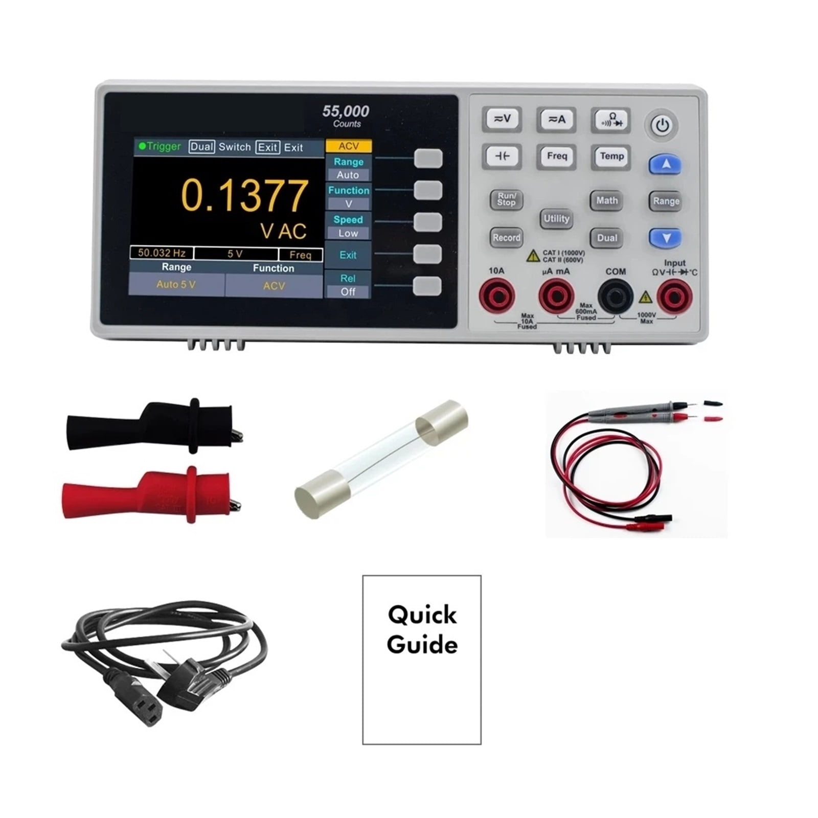 Benchtop Digital Multimeter 55000 Counts True RMS 3.5inch LCD USB DC/AC Current Voltmeter Temperature Tools ,Battery Test
