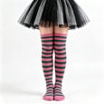 thumbnail image 2 of BRICH Girls Striped over Knee Socks Kids Long Thigh High Stockings for Parties Halloween Green One Size, 2 of 4