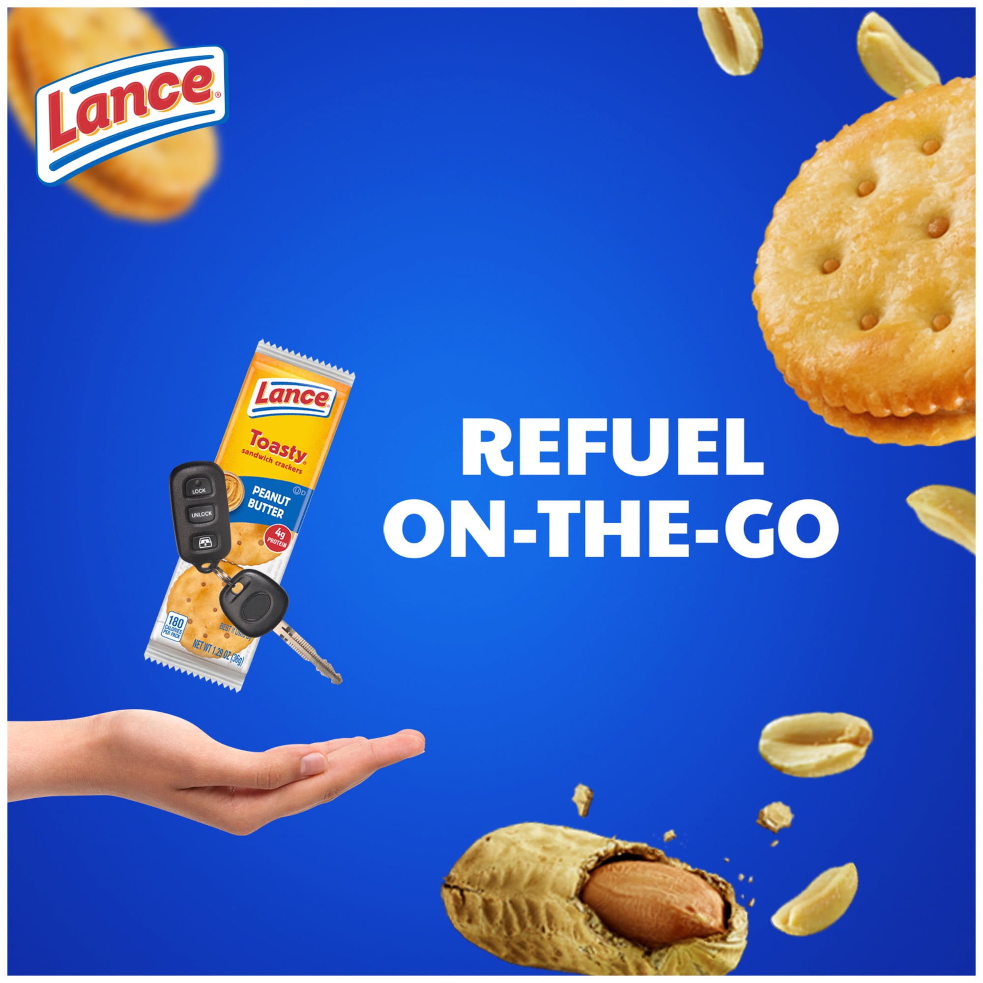 Lance Sandwich Crackers, Toasty Peanut Butter, Individual Snack Pack, 6 Sandwiches