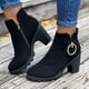 thumbnail image 2 of NECHOLOGY Botas Mujer Adulto Femenino Zapatos Botines de mujer Otoño e invierno nuevas botas de manga corta de moda con cremallera lateral de cabeza redonda y tacón grueso (Black, 7), 2 of 7