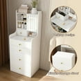 thumbnail image 4 of Resenkos 3-in-1 Dressing Table with LED Mirror & Storage Stool, 4 Drawers, Storage Cabinet & Hidden Stool, White Density Board, White, 4 of 15