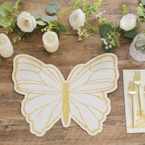 Efavormart 10 Pack White Gold Glitter Butterfly Cardboard Paper Placemats, 14" Disposable Table Mats - 400GSM