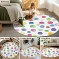thumbnail image 5 of Round Rugs 3Ft, Boho Polka Dots Round Area Rug Washable Indoor Throw Carpet, Ombre Purple Blue Pink Green Watercolor Small Non Slip Circle Rug for Bedroom Living Room Home Decor Aesthetic, 5 of 8