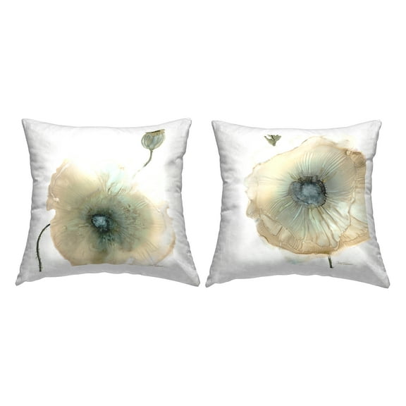 Stupell Industries Abstract Neutral Layered Floral Poppy Petals Design by Carol Robinson Throw Pillow (set of 2)
