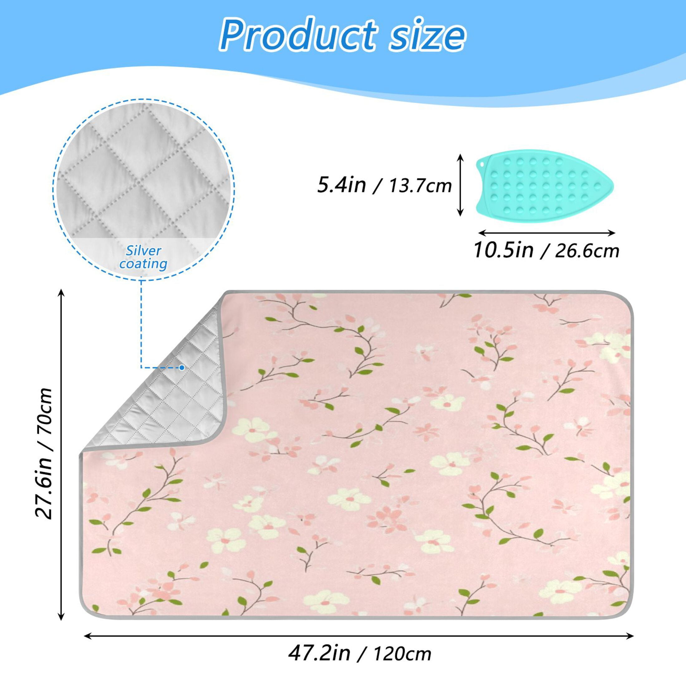 Ironing Mat Portable Ironing Blanket for Table Top Travel Ironing Pad for Washer Dryer 27.6" x 47.2" Cute Floral Pastel