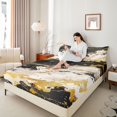 thumbnail image 3 of Castle Fairy Abstract Marble Fluid Swirl Queen Sheets 4 Pieces,Watercolor Gold Vein Accent Queen Sheet Sets,Off-Black Cream Gold,1 Flat Sheet, 1 Fitted Sheet and 2 Pillowcases, 3 of 7