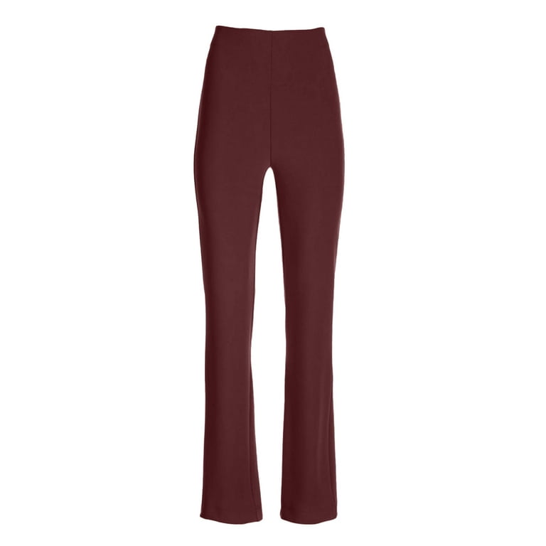 Womens Formal Pants Ribbed High Waisted Suit Pants Business Casual Straight  Leg Slim Fitted Solid Color Trousers
