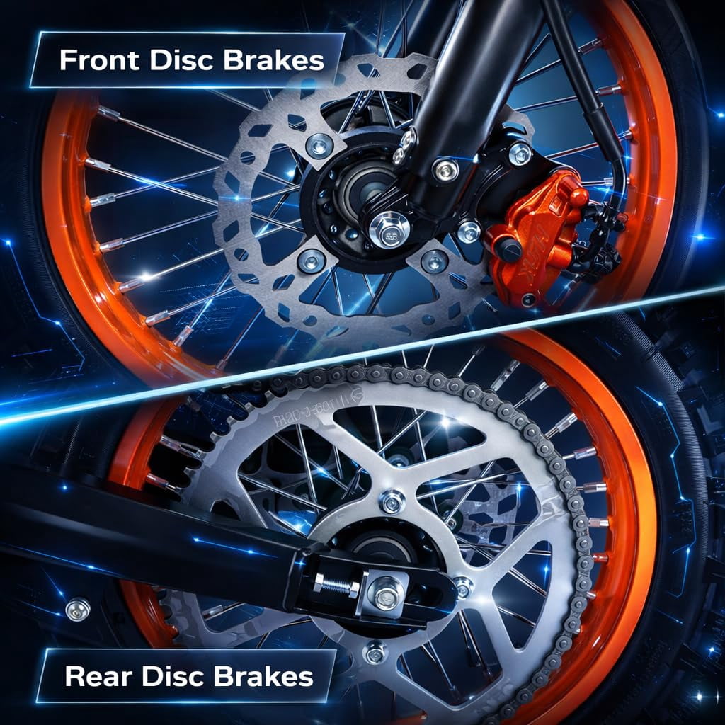 CEMOTO D02 Electric Dirt Bike for Adults, 48V/21A 3000W Motor, 40 mph Max, 25–34 Miles Range, 14”/12” Knobby Tires, 85% Pre-Assembled, Off-Road Trail eBike,UL2849,Orange
